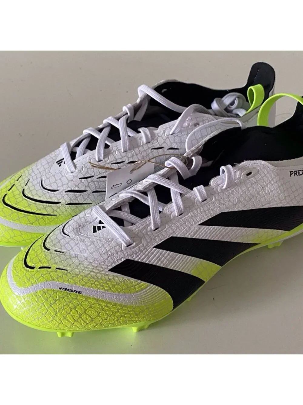 Adidas Predator League FT FG/MG Soccer Cleats JI1111 White Yellow Men’s Sz 8‎